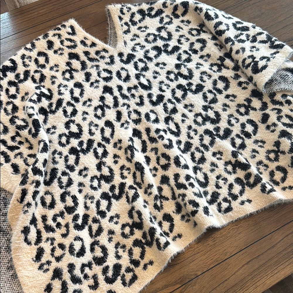 Leopard Print Sweater - Black and Cream